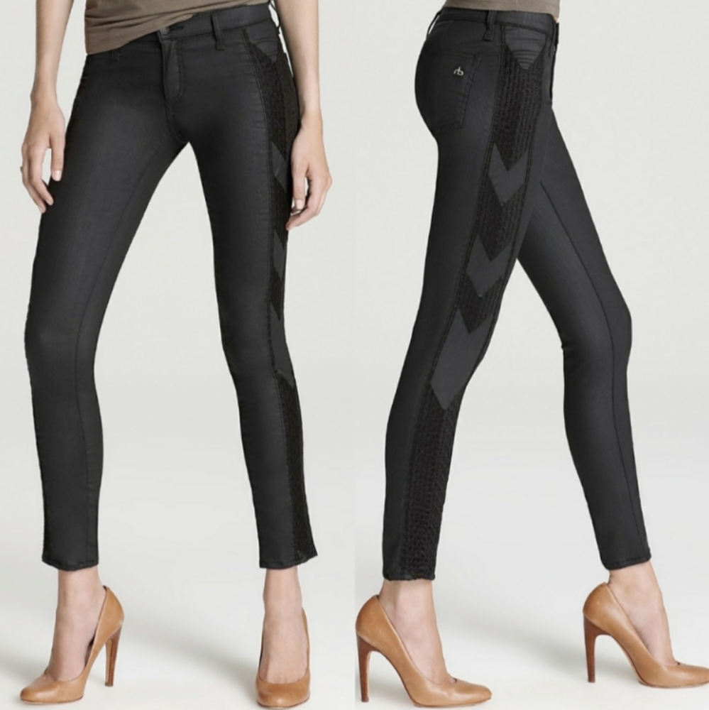 rag & bone embroidered coated skinny jeans 27
